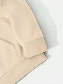 Men's Casual Street Style NYC Slogan Print Pocket Drawstring Hoodie, Spring/Autumn - Apricot - View 4