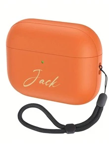 [Customized]Personalized Custom Luxury Name Letter Customized Cover Compatible With 1 2 3 4 Pro 2 Pro 3 Lychee Pattern TPU Earphone Case