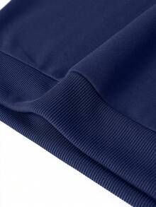 Men's Fashionable Versatile Patchwork Sherpa Collar Sweatshirt, Autumn/Winter - Navy Blue - View 6