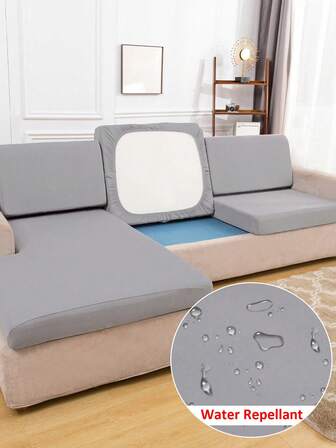 1pc Solid Color High Elastic Removable & Washable Sofa Seat Cushion Cover, Suitable For Living Room Polyester Sofa Seat & Back Cover