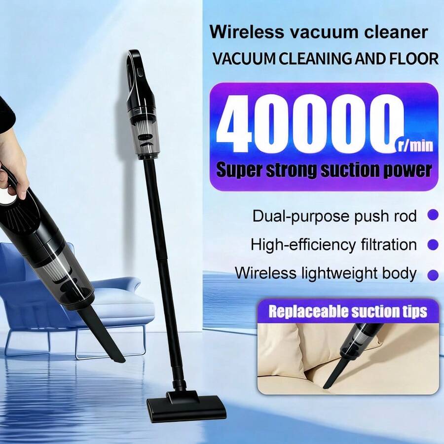 2-In-1 Cordless Handheld Vacuum Cleaner, Lightweight, Single-Handed Operation, Direct Suction Design, Powerful Suction, Suitable For Home, Carpet, Hardwood Floor. 2600mAh, 7.4V