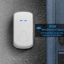 Timbre Inalámbrico para Entrada con Luz y Sonido Colores LED 4 Niveles de Volumen 36 melodías Resistente al Agua y Polvo Alcance 200M 1 Transmisor 1 Receptor (Blanco) - 1 - Ver 3