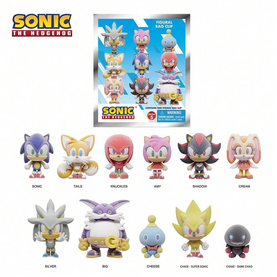 Sega 1pc Official Sonic The Hedgehog 3D Anime Character Blind Box Pendant, Includes Sonic, Tails, Chao And Other Cute Cartoon Styles, Soft Flocked Material, 11 Random Characters, Suitable For Anniversary, Christmas, Halloween And Other Holidays As Gifts For Friends