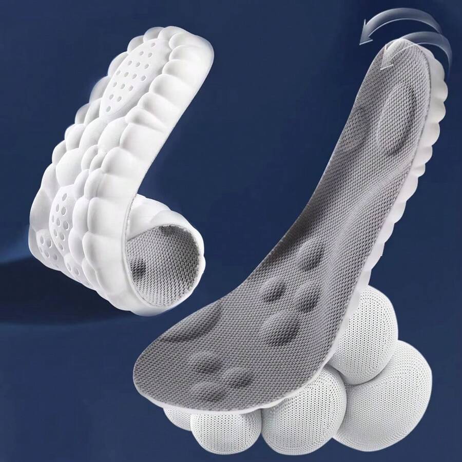 1 Pair Unisex Soft, Shock-Absorbing, High-Elastic, Comfortable Insoles, Breathable Anti-Odor Insoles For Sports Shoes And Casual Shoes - Grey - View 1
