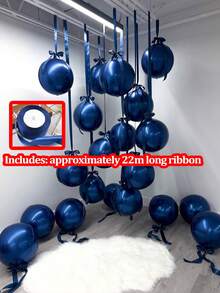 10pcs 22-Inch Navy Blue, Red 4D Effect Aluminum Foil Balloons (Includes Ribbons) 4D Round Foil Balloons, Floatable, Filled With Helium, Suitable For Birthday Party, Bachelor Party, Engagement, Wedding, Party, Halloween, Christmas Gifts, New Year, Anniversary, Photography Props, Gender Reveal, Room Decor, Party Decor. 1pc 4cm Wide X 22m Colorful Ribbon - Multicolor - View 11