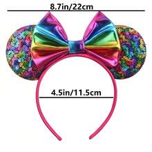 Disney 1pc Shiny Creative Cute Colorful Sequin Mouse Big Ear Sequin Headband, Student Party Costume Accessory - Color - View 6