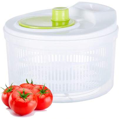 Centrifugadora para Ensalada, Secador Spinner de Verduras y Lechuga Manual, Escurridora de Salad y Fruta, Funcionamiento Giratorio, Multiusos Lavador de Fruta y Deshidratador Integrado, 3.2 Litros
