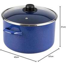 Ekco - Olla con tapa de Vidrio y escape de Vapor, Hecha de Acero Esmaltado, Color Azul, 20 cm(26 cm) - Multicolor - Ver 4