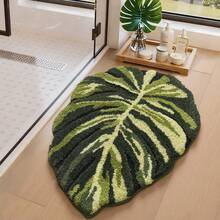 Dark Monstera Leaf Bathroom Rug Mat, Soft Fluffy Plush, Absorbent Quick Dry Carpet, Non-Slip Skid Proof, Machine Washable, For Bathroom Shower Floor, Bedroom, Kids Room, 32x48 Inch,Home Decor - 橄欖綠 - 查看 6