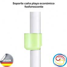 Soporte caña de pesca económico, de aluminio natural con vaso y horquilla de plástico fosforescente, con ángulo de 25x25x2mm. Ideal para la pesca de surf casting desde playa. Pescabarato 2013. - Amarillo - Ver 3