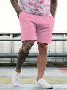 2pcs Men'S Pink Floral Set - Comfortable Short - Sleeve & Shorts, 3D Printed, Machine - Washable, Quick - Dry For Summer Leisure, Casual Style, Regular Fit, With Drawstring - Mixed Colors - View 4