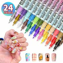 12/24pcs Fine Tip Nail Art Markers, 12/24 Colors Nail Art Pen Set, 0.5mm Tip Marker Pens. Doodle Pens Suitable For Abstract Lines, Floral Patterns, Vibrant Colors - DIY Nail Art Tools, Professional Nail Art Supplies, Smooth Application, Suitable For Home Manicure And Nail Salons, Perfect Gift For Women