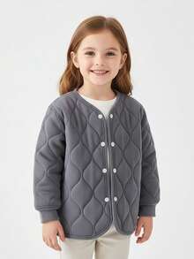 Toddler Girls Jacket Child Cotton Warm Clothes Long Sleeve Fall Winter Coats For Kids Boy Padded Coats Outwear - Xám - Xem 1