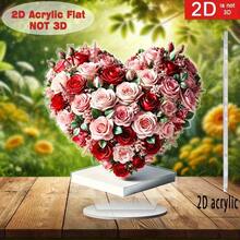 2D Floral Acrylic Decorative Piece - Elegant Red And Pink Roses, Romantic Love Theme Center Decor, Suitable For Mother's Day, Valentine's Day And Home Decor, Tabletop Decoration | Art Decor Piece | Acrylic Structure - Multicolor - View 1