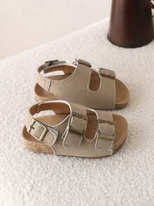 1 Pair Kids Summer New Suede Open Toe Sandals, Versatile For Girls And Boys - Khaki - View 5