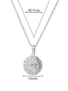 1 pieza Collar Ojo de Horus, Colgante redondo del Ojo Udjat del Antiguo Egipto, Collar de acero inoxidable, Joyería talismán, Accesorios de moda, Collares de mujer, Collar de hombre, Regalo para amigo - Ojo - Ver 7