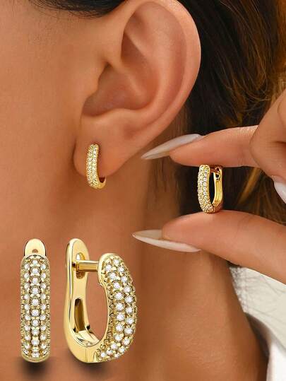 1 Pair 925 Sterling Silver U-Shaped Teardrop Earrings For Women, Minimalist & Elegant, Suitable For Daily Wear, Parties, And As Valentine's Day Gift