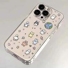 Nueva funda protectora para teléfono con lente transparente y patrón de animales de la Tierra de dibujos animados de Halloween, compatible con for  16, 15, 14, 13, 12, 11, 12/13, Mini, Plus, Pro, Max y SE. Un regalo de cumpleaños o de San Valentín para novio o novia, con un diseño esmerilado elegante, resistente a los golpes, lujoso y duradero con cobertura completa. - transparente - Ver 1