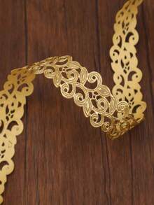 Fita de renda vazada dourada vintage de 20 jardas - Fita elegante de poliéster para costura, tricô e projetos DIY. Ideal para decoração de Dia das Mães, aniversários, casamentos, laços, sacolas de presente e artesanato.