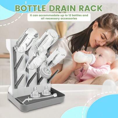 Hygienic Baby Bottle Drying Rack | Large Capacity Vertical Dryer Holds Bottles & Accessories | Top Tier For Dummies & Pump Parts, Easy To Clean & Space Saving