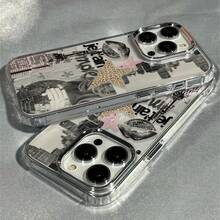 1pc Phone Case - 1pc  Leopard Print Star Patchwork Phone Case Soft Cover Compatible With  17 16 15 14 13 12 11 Pro Max AIR 14 15 16E Plus XS XR X 8 7 SE 2020 Valentine's Day Phone Cases  Case  17 Pro Max Case  16 Case Charm-Free - 無色 - 查看 4