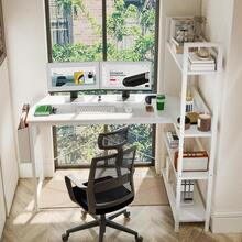 47 Inch L Shaped Computer Desk With Reversible Storage Shelves, Home Office Corner Desk Study Writing Table With Hutch, Study, - trắng - Xem 1