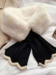 1pc Women's Knitted Fluffy Warm Hat, With A Fish-Tail Style Draping Design. Perfect For Daily Winter Warmth Accessories. Suitable For Wearing At Christmas And As A Valentine's Day Gift.