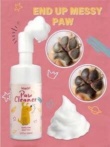 Paw Cleaner - No-Rinse Foaming Cleanser For Dogs And Cats | Deep Cleans Pet Paws | Includes Removable Soft Silicone Brush