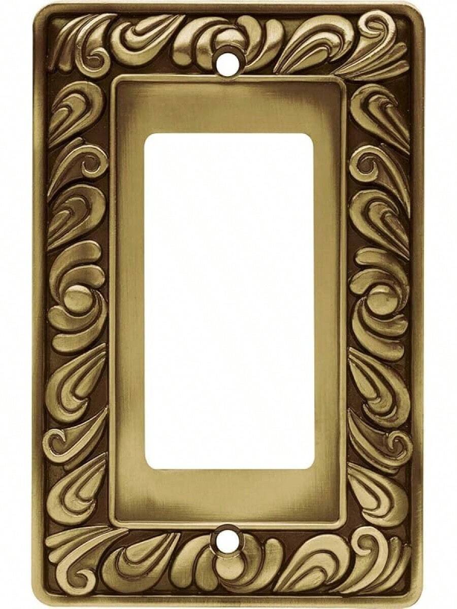 Franklin Brass 64047 Paisley - Placa de pared decorativa individual/placa de interruptor/cubierta, latón envejecido - Latón antiguo pulido - Ver 1