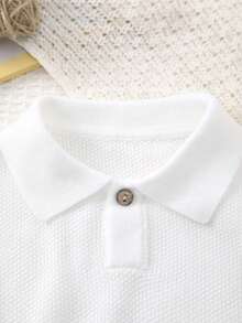 Baby Boy Casual Fitted Short Sleeve Polo Collar Knit Top, Summer