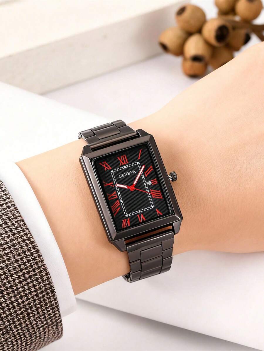 Đồng hồ thạch anh vuông siêu mỏng thời trang, đồng hồ đeo tay nam mặt số La Mã tối giản, đồng hồ vuông vàng nhỏ bán chạy, đồng hồ dành cho học sinh, quà tặng Giáng sinh, Lễ tạ ơn, lễ hội âm nhạc - màu đen - Xem 1