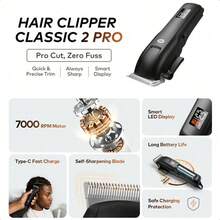 itel IHC-33Pro Gold Blade Hair Clipper,Sharp Blades, Smart Digital Display, Low-Noise Powerful Motor, 4-5 Hours Of Long-Lasting Battery Life (1*Clipper, 6*Guide Combs (1.5/3/4.5/6/10/13mm), 1*Blade Cover, 1*Oil, 1*Cleaning Brush, 1*USB Cable) - Black - View 3