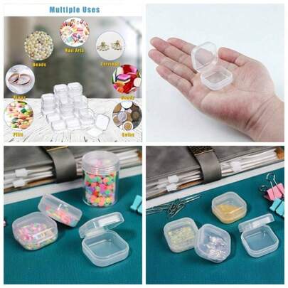 Small Box Plastic Bead Storage Container 24 Pack Small Organizing Containers With Lids Beads, Crafts, Jewelry 3.5x3.5x1.8cm