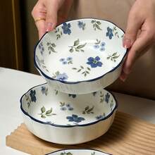 4/2个 6/5.7英寸 红色玫瑰陶瓷碗，草莓沙拉碗，可爱水果搅拌碗，饭碗，甜点碗，适用于家庭厨房、餐厅、聚会、微波炉 - 紅色 - 查看 20