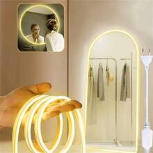 1条COB LED灯带，适用于化妆镜、梳妆台、电视背光、橱柜、置物架照明、房间装饰 - 1米/5米/10米 即插即用，带背胶和安装套件 - 查看 7