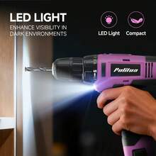 PULITUO 12V Cordless Drill Set With 126-Piece Complete Tool Kit, Electric Screwdriver With Battery & Charger, Lightweight Power Drill For Home DIY, Furniture Repair And Car Maintenance - US A Type Plug(110-127V) - View 7
