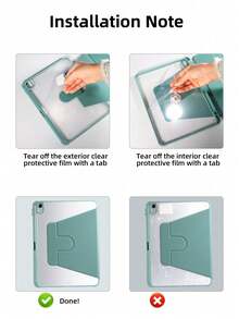 360° Rotating Acrylic Midnight Green Protective Case, Suitable For 9th, 10th, 11th Generation , A16, Air 1/2/4 2025, Pro 11/12.9, 360° Rotating Stand, High Transparency Acrylic, Built-In Pencil Slot - Dark Green - View 7