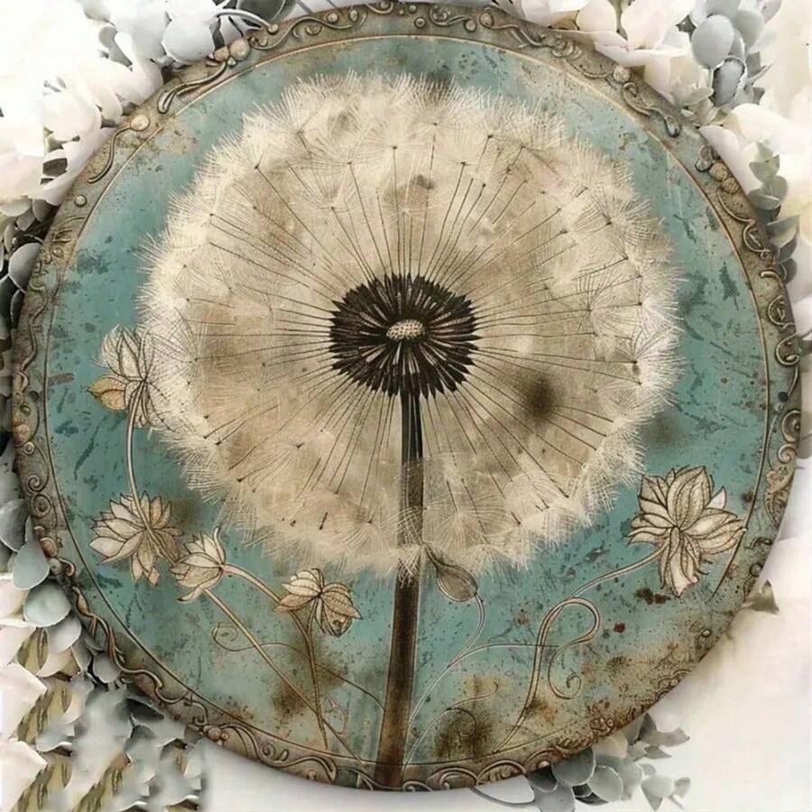 1pc Vintage Dandelion Metal Wall Art 8x8 Inch, Rustic Iron Sign Retro 2D Printing, Durable Indoor Outdoor Decor For Home Bar Caf - Nhiều màu - Xem 1