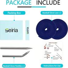 Guantes de béisbol, kit de reparación de encaje de mitón, softball, 2 cordones de piel y 2 agujas de cordones para guante de receptor - Azul oscuro - Ver 10