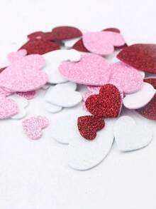 60pcs Foam Glitter Sticker DIY Heart Adhesive Sticker For Gift Box Bag Greeting Cards Party Decoration, Party Stickers For Gift Tags Decorations, Funny Holiday Gifts Valentine's Day Decoration, Creative Heart-Shaped, Gift Decoration For Girlfriend, Mom