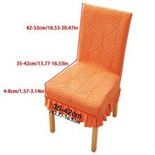 Fundas de silla naranjas con jacquard de hojas y faldón con volantes, elegantes fundas elásticas universales para sillas de comedor. - Naranja - Ver 7
