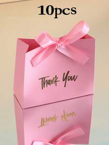 10pcs Elegant Mini Gift Boxes/Bags With Gold Ribbon And "Thank You" Design, Multiple Colors Available, Suitable For Wedding Favors, Party Favors, Small Gifts, Birthday, Gender Reveal, Halloween Candy, Back To School, Valentine's Day - Multicolor - View 15