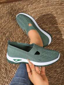 Breathable Mesh Women's Casual Shoes, Soft And Light, A Good Daily Partner, The Size Is Large, Suitable For Mothers To Wear - màu xanh lá - Xem 2