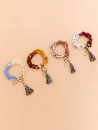 29cm Acrylic Short Phone Case Pendant, Multicolor Patchwork Design, Bag Charm