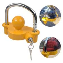 Trailer Hitch Lock 50mm Tow Ball Towing Bar Security Coupling Adjustable 2 Keys - Yellow - View 2