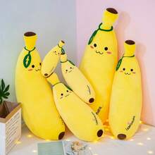 Soft Banana Plush Pillow Doll Long Bolster Stuffed Fruit Series Decor For Living Room Bedroom Nap Cute Banana Doll - 黃色 - 查看 9