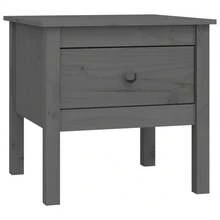 Side Table Grey 50x50x49 Cm Solid Wood Pine - Grey - View 3