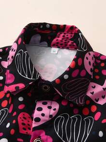 Áo sơ mi cổ tròn in hình trái tim ngày lễ tình nhân cho bé trai, áo khoác cardigan dự tiệc ngày lễ, mùa thu/xuân - màu đen - Xem 3