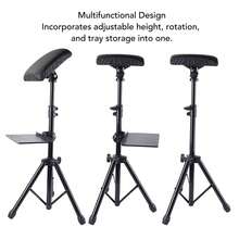 Soporte de reposabrazos de altura ajustable, trípode de acero al manganeso con almohadilla de cuero PU impermeable para salón de belleza. - Negro - Ver 7