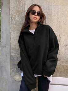 1 قطعة بلوزة كاجوال فضفاضة مريحة للفتيات المراهقات للعودة إلى المدرسة، موضة شارع متعددة الاستخدامات - الأسود - مشاهدة 6